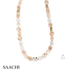 NWT SAACHI Matte Fine Gold and Shampagne Beads Neclace